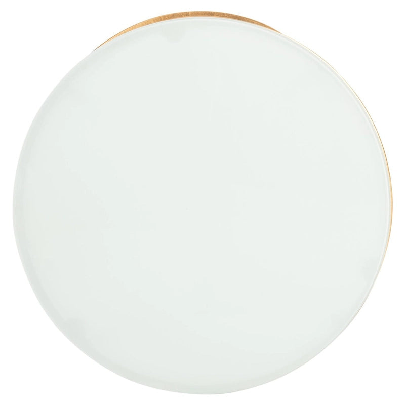 Mesa auxiliar dorada con tapa blanca