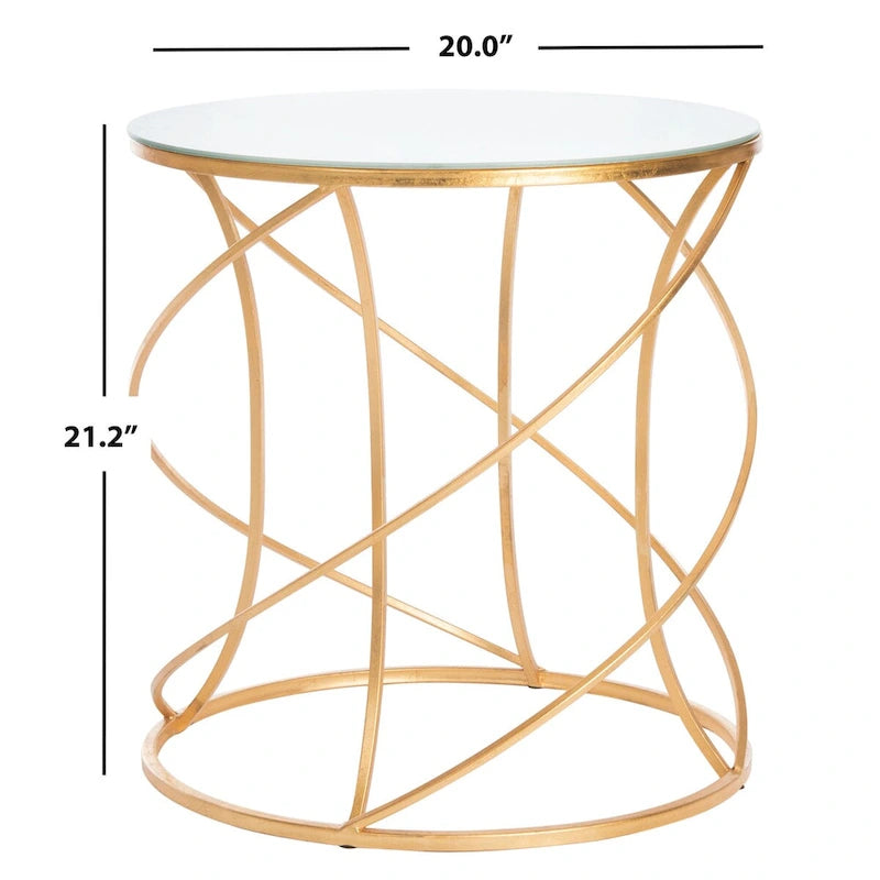 Mesa auxiliar dorada con tapa blanca