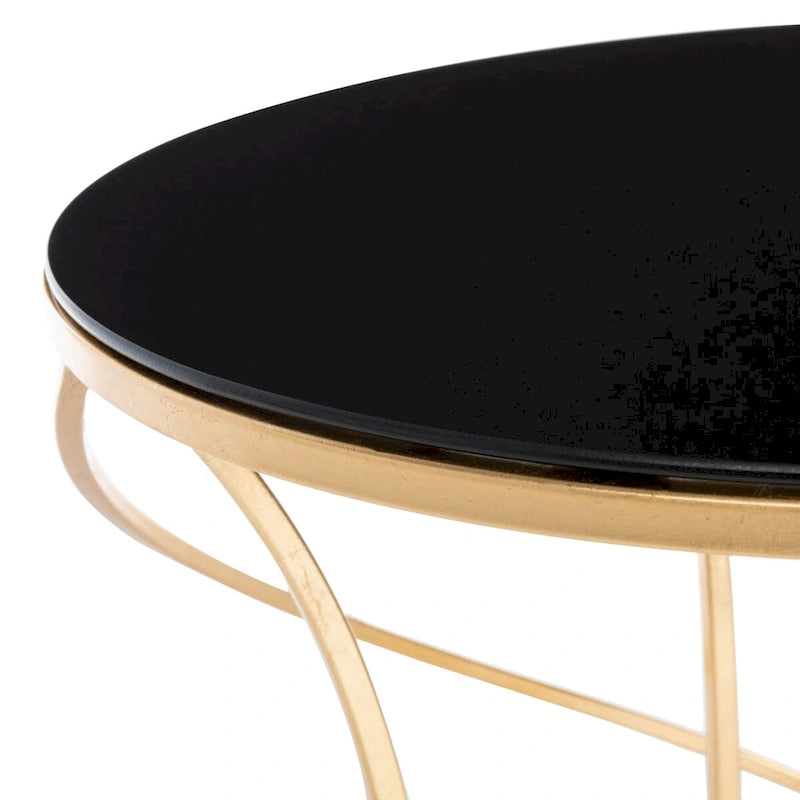 Mesa auxiliar dorada con tapa blanca