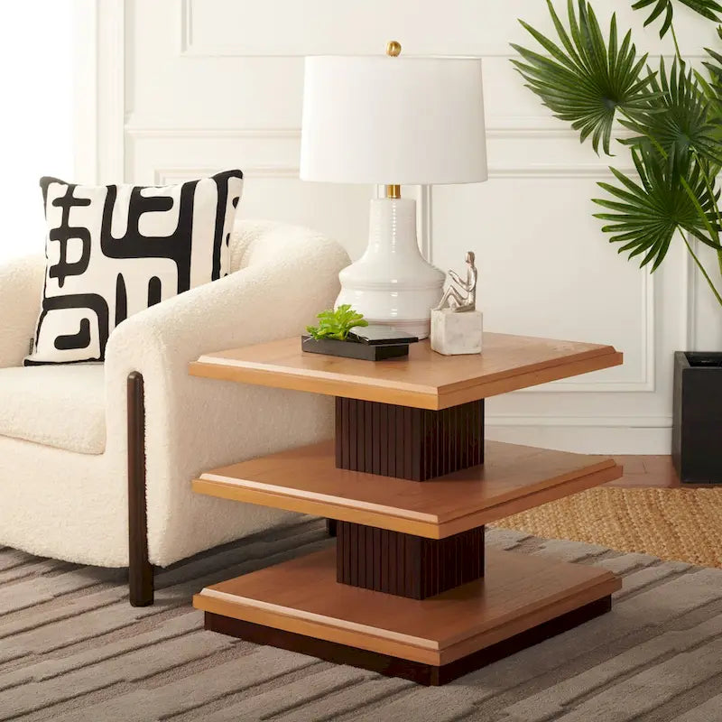 SAFAVIEH Ava 2-Shelf Accent Table - 24 L x 24 D x 21 H - 24Wx24Dx21H