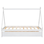 Cama tipi con dosel de tamaño individual con nido para dormitorio