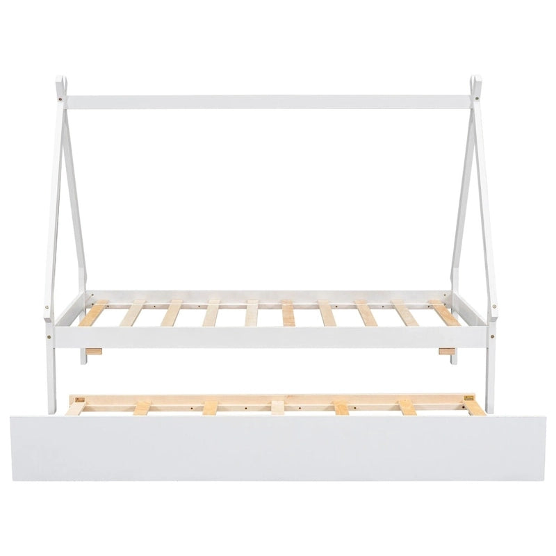 Cama tipi con dosel de tamaño individual con nido para dormitorio
