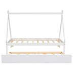 Cama tipi con dosel de tamaño individual con nido para dormitorio