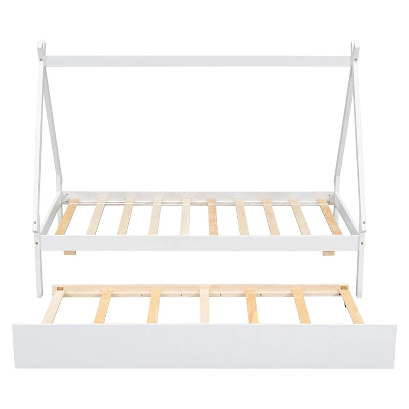 Cama tipi con dosel de tamaño individual con nido para dormitorio