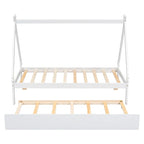 Cama tipi con dosel de tamaño individual con nido para dormitorio