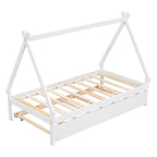 Cama tipi con dosel de tamaño individual con nido para dormitorio