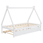 Cama tipi con dosel de tamaño individual con nido para dormitorio