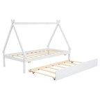 Cama tipi con dosel de tamaño individual con nido para dormitorio