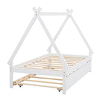 Cama tipi con dosel de tamaño individual con nido para dormitorio