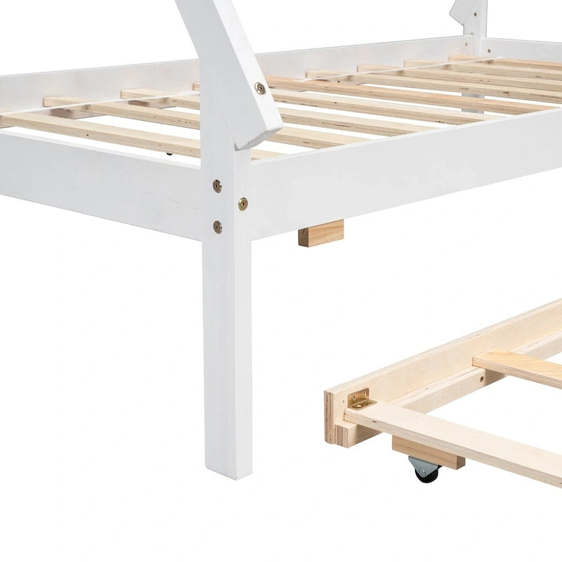Cama tipi con dosel de tamaño individual con nido para dormitorio