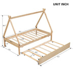 Cama tipi con dosel de tamaño individual con nido para dormitorio