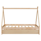 Cama tipi con dosel de tamaño individual con nido para dormitorio