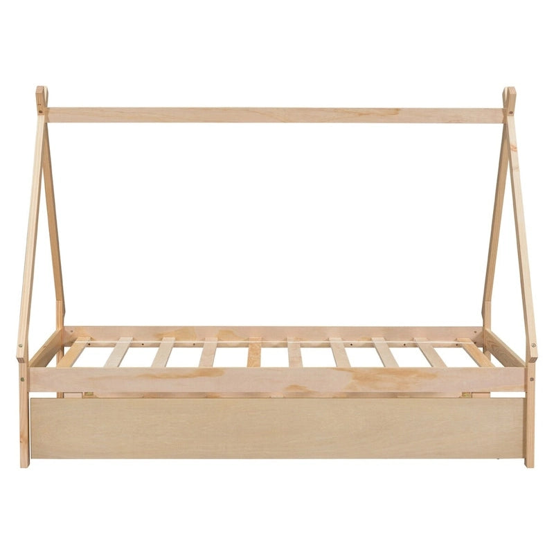Cama tipi con dosel de tamaño individual con nido para dormitorio