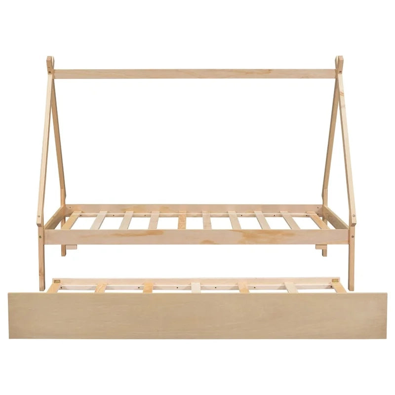 Cama tipi con dosel de tamaño individual con nido para dormitorio