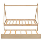 Cama tipi con dosel de tamaño individual con nido para dormitorio