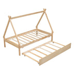 Cama tipi con dosel de tamaño individual con nido para dormitorio