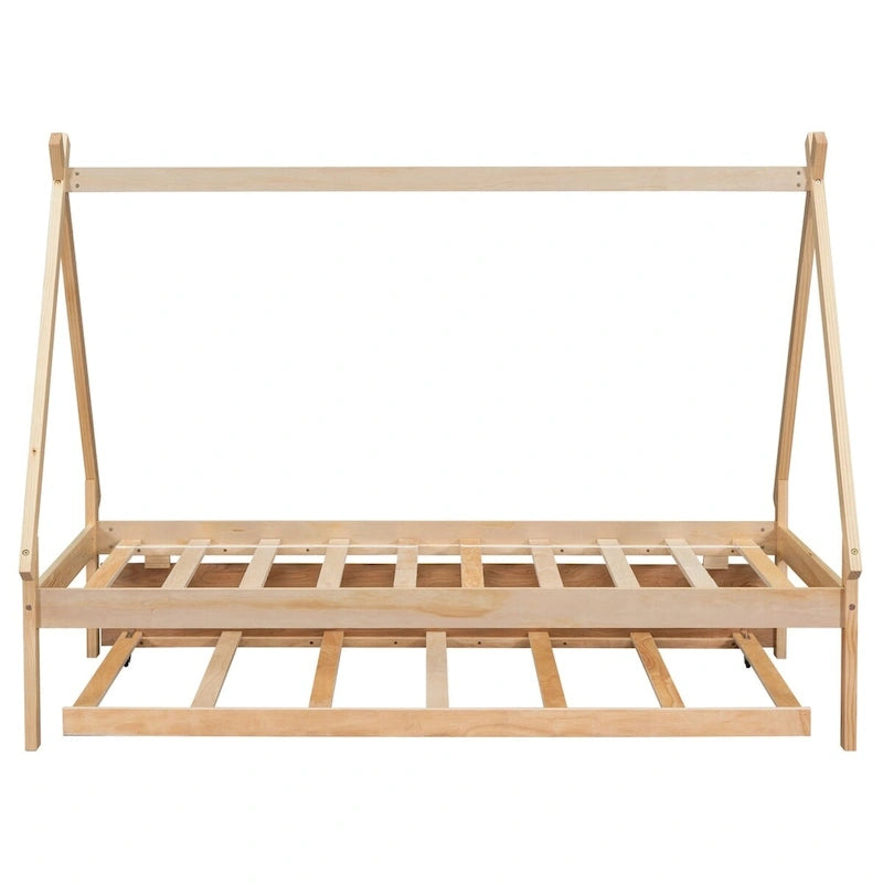 Cama tipi con dosel de tamaño individual con nido para dormitorio