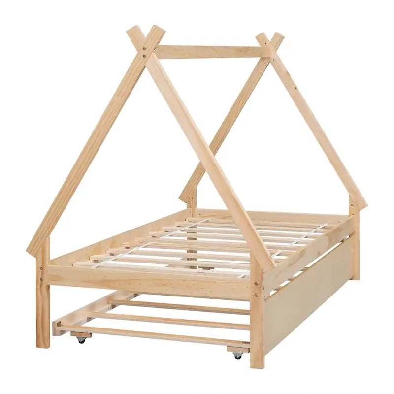Cama tipi con dosel de tamaño individual con nido para dormitorio