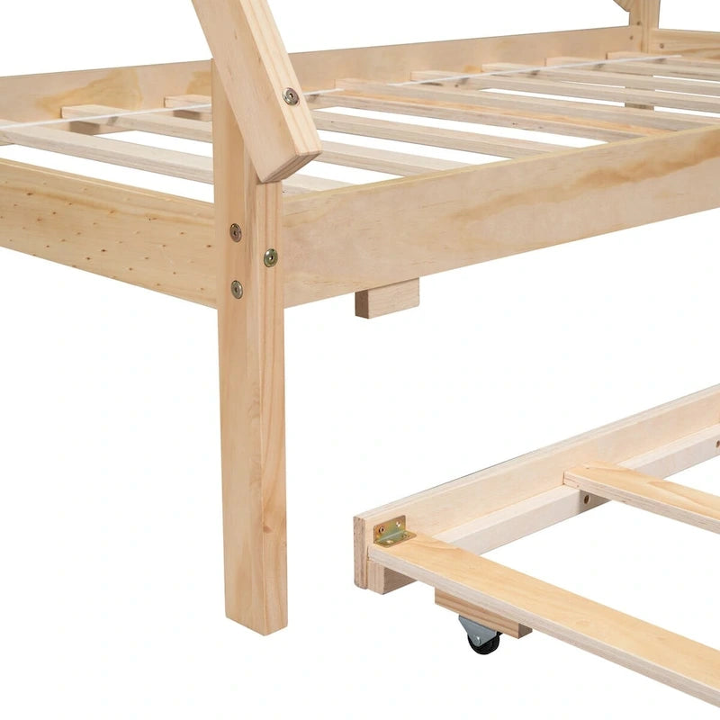 Cama tipi con dosel de tamaño individual con nido para dormitorio