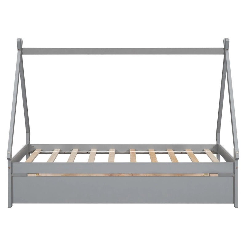 Cama tipi con dosel de tamaño individual con nido para dormitorio