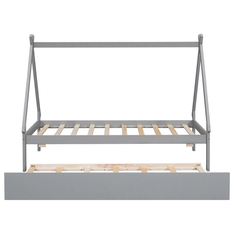 Cama tipi con dosel de tamaño individual con nido para dormitorio
