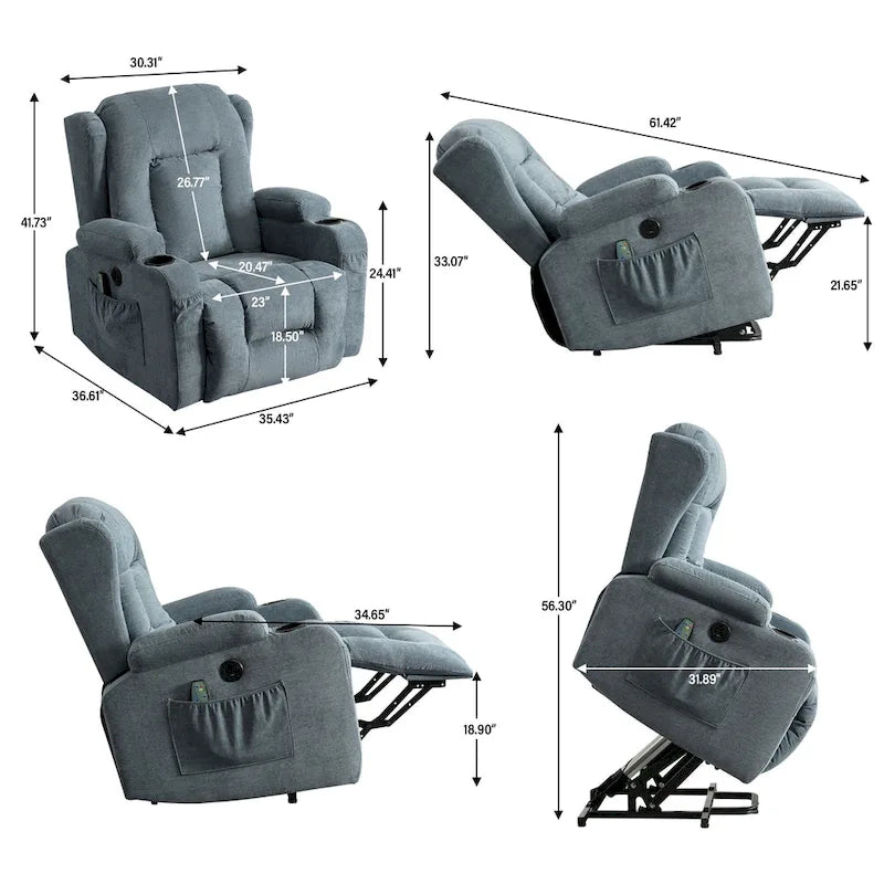 Sillón reclinable para sala de estar con bolsillo lateral