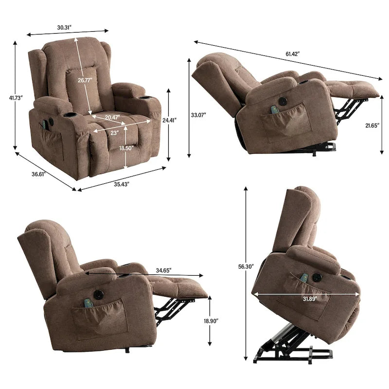Sillón reclinable para sala de estar con bolsillo lateral