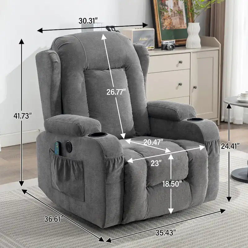Sillón reclinable para sala de estar con bolsillo lateral