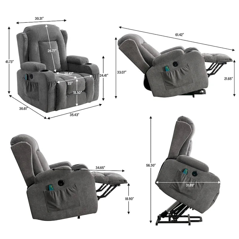 Sillón reclinable para sala de estar con bolsillo lateral