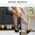 Armario de almacenamiento de zapatos de granja con banco para zapatos, almacenamiento de zapatos para entrada con 2 cajones abatibles para 16 pares - 9.4W x 47.1L x 41.3H