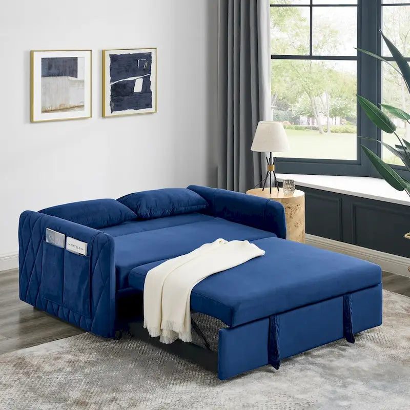 Sofá Cama Convertible Moderno de 55" con 2 Bolsillos Laterales Desmontables