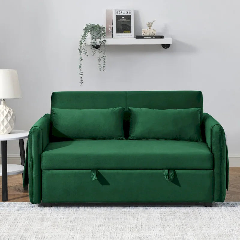 Sofá Cama Convertible Moderno de 55" con 2 Bolsillos Laterales Desmontables