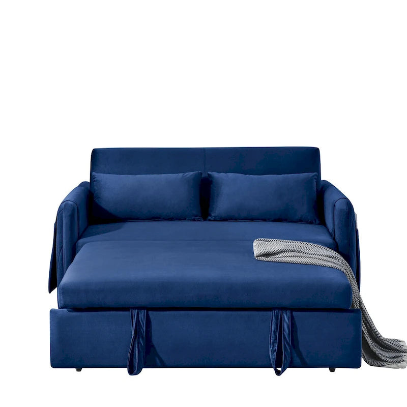 Sofá Cama Convertible Moderno de 55" con 2 Bolsillos Laterales Desmontables
