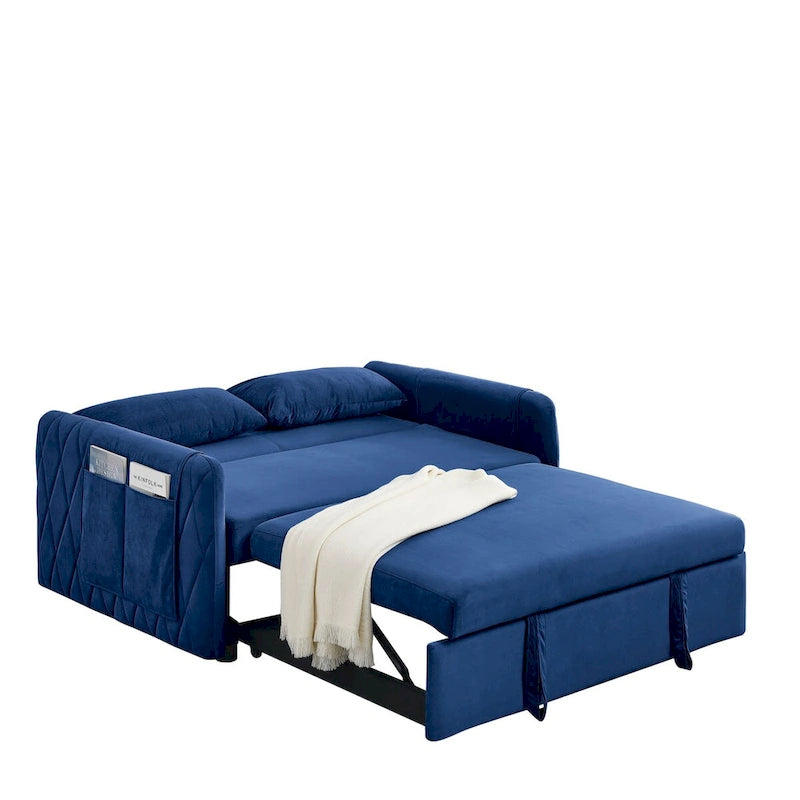 Sofá Cama Convertible Moderno de 55" con 2 Bolsillos Laterales Desmontables