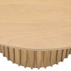 Mesa de centro redonda con base acanalada de madera de mango marrón natural