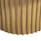 Mesa de centro redonda con base acanalada de madera de mango marrón natural