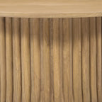 Mesa de centro redonda con base acanalada de madera de mango marrón natural