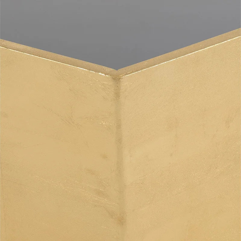 Mesa de centro glamurosa moderna con tapa de cristal hexagonal de madera dorada