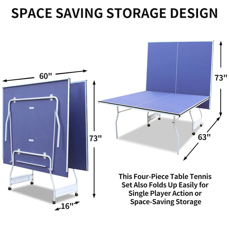 Mesa de ping-pong de 2,74 m, plegable y portátil, juego de mesa de ping-pong