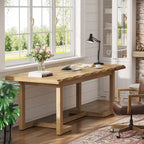 Escritorio para computadora de 63 pulgadas, mesa de escritura rectangular con patas de madera maciza y superficie engrosada