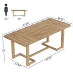 Escritorio para computadora de 63 pulgadas, mesa de escritura rectangular con patas de madera maciza y superficie engrosada