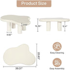 Mesa de centro de madera sintética en forma de nube de 39,4 pulgadas con 4 patas de PVC