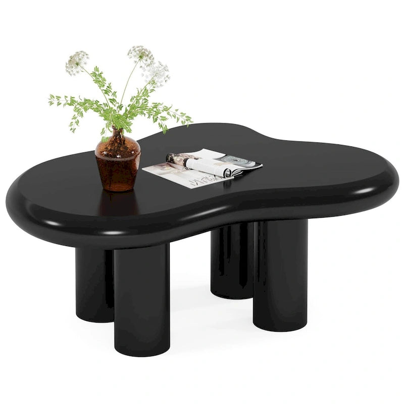Mesa de centro de madera sintética en forma de nube de 39,4 pulgadas con 4 patas de PVC