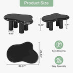 Mesa de centro de madera sintética en forma de nube de 39,4 pulgadas con 4 patas de PVC