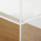 Mesa auxiliar/de centro auxiliar de 1 estante de plástico acrílico con base de madera y patas negras - Transparente