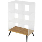 Mesa auxiliar/de centro auxiliar de 1 estante de plástico acrílico con base de madera y patas negras - Transparente