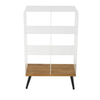 Mesa auxiliar/de centro auxiliar de 1 estante de plástico acrílico con base de madera y patas negras - Transparente
