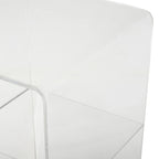 Mesa auxiliar/de centro auxiliar de 1 estante de plástico acrílico con base de madera y patas negras - Transparente