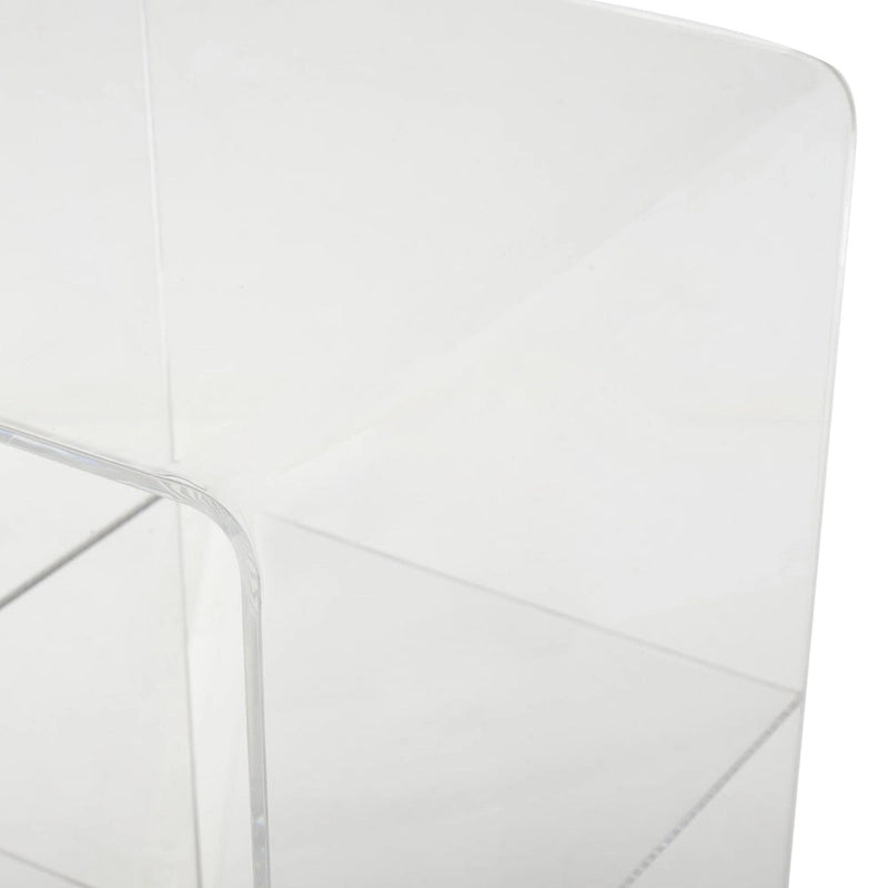 Mesa auxiliar/de centro auxiliar de 1 estante de plástico acrílico con base de madera y patas negras - Transparente