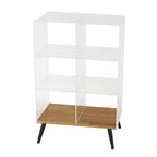 Mesa auxiliar/de centro auxiliar de 1 estante de plástico acrílico con base de madera y patas negras - Transparente